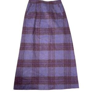 Harvé Benard Skirt Women 6 Purple Plaid Plaid Wool Alpaca Maxi Russia VTG